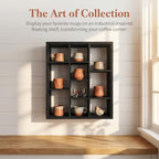 10 Grid coffee mug display shelf,19 X 24" Wooden cup shelf for wall,black - Image 6