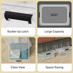 50 Quart Clear Plastic Underbed Storage Bin with Wheels, 3 Pack - Image 3