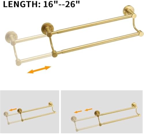 BESy Double Towel Bar Towel Rack for Bathroom Wall Mounted Brushed Gold - Image 5
