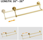 BESy Double Towel Bar Towel Rack for Bathroom Wall Mounted Brushed Gold - Image 5
