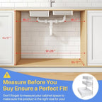 Under Sink Organizer, 3-Tier Thickened Metal Pull out Cabinet Organizer Shelf, Height Adjustable Slide out Storage Drawer Rack for Kitchen Bathroom Pantry Laundry Home Organization, 2-Pack, White - Image 2