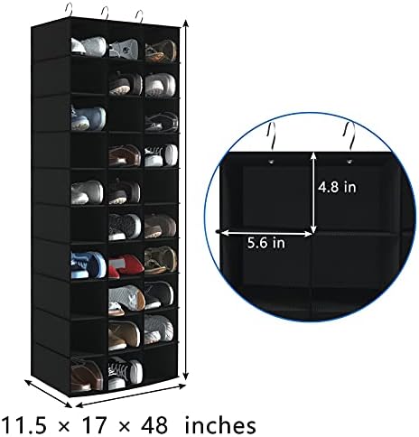 Libeder 30 Section Hanging Shoe Organizer & Storage for Closet, Black - Image 3