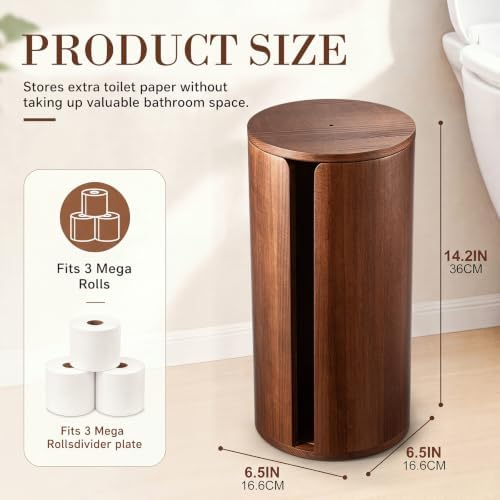 Wooden Toilet Paper Roll Holder, Toilet Paper Stand, Round - Image 2