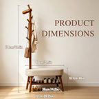 32" Coat Rack and Shoe Storage, 3‑in‑1 Shoe Bench, with 10 Hook, Walnut - Image 4