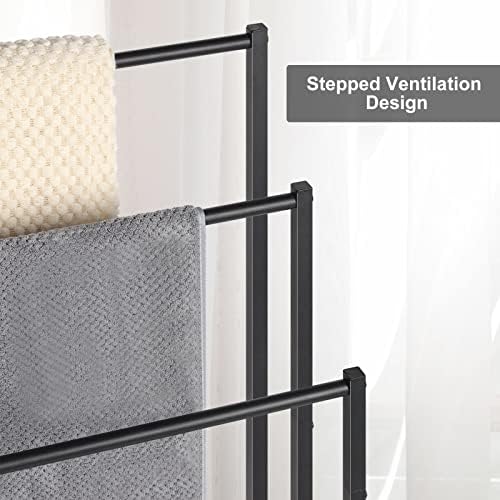 Freestanding Towel Rack, 3 Tier Metal Towel Rack, Black - Image 5