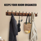 Gohiuo Rustic 38.6" Large Coat Rack Wall Mount, Long Wood Coat Hooks with 10 Triple Hooks, Heavy Duty Wooden Coat Hanger Wall Mount for Entryway, Farmhouse Hanging Jackets, Coats, Hats, Bags,Towel - Image 3