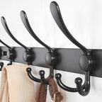 Dseap Coat Rack Wall Mount - 38” Long 10-Tri-Hooks Heavy Duty Coat Hanger Rail Wall Hooks for Hanging Coats Hats Clothing Clothes Purse Mudroom Entryway, Black, Pack of 2 - Image 5