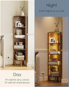 Corner Shelf Stand, 5 Tier Corner Bookshelf,Corner Furniture for Bedroom Display Corner Shelf for Small Space,Wood Shelves with Storage Rack for Living Room,Office, Rustic Brown - Image 3