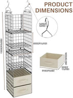 4 Tier Metal Hanging Closet Organizer with 2 Fabric Drawers - Image 3
