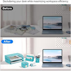 EasyPAG Desk Organizers and Accessories 5 Pieces Office Supplies Set - 2 Tier Paper Tray, Pencil Organizer for Desk, Mail Sorter Countertop, Business Card Holder and Sticky Note Holder, Dark Teal - Image 5