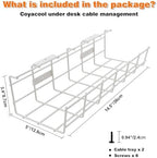 Under Desk Cable Management- 6 Pack Cord Organizer. Metal Wire Cable Management Tray for Office, Studio and Home. Super Sturdy Under Table Cable Managements - White Cable Organizer - Image 5