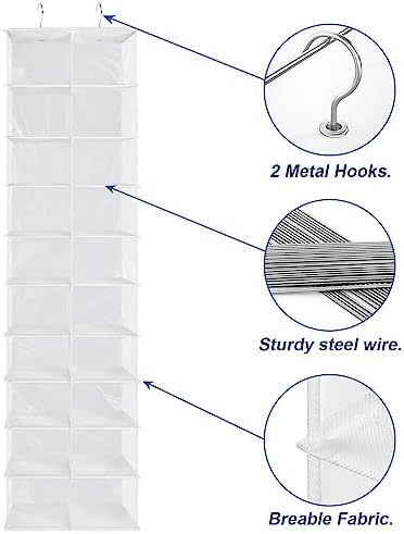 Libeder 20 Section Hanging Shoe Organizer & Storage for Closet, White - Image 5