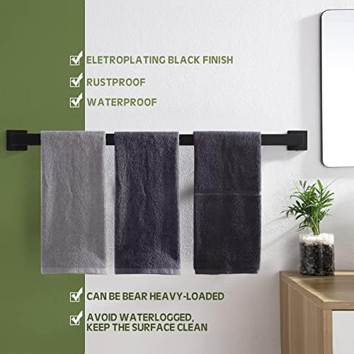 KOKOSIRI 36-Inch Single Towel Bar, Bathroom Kitchen Towel Holder, Wall Mounted SUS304 Stainless Steel Towel Rack, Matte Black, B4003BK-L36 - Image 3