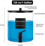 TIPGO 1 Gallon Glass Laundry Detergent Dispenser with Spigot, 128 oz Liquid Laundry Soap and Fabric Softener Container, Wide Mouth Detergent Holder with 6 Waterproof Labels (2 Pack) - Image 5