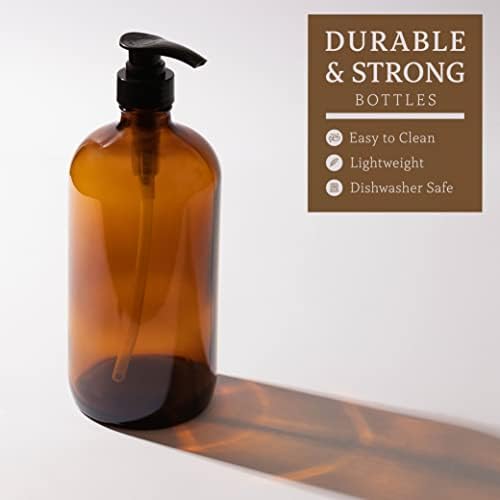 32 Ounce Glass Shampoo and Conditioner Dispenser Bottle with Pump, Shower - 1 Liter Body Wash Dispenser for Shower & Laundry Detergent Dispenser- by Kitchentoolz - Set of 2 - Image 3