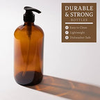 32 Ounce Glass Shampoo and Conditioner Dispenser Bottle with Pump, Shower - 1 Liter Body Wash Dispenser for Shower & Laundry Detergent Dispenser- by Kitchentoolz - Set of 2 - Image 3