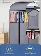 SLEEPING LAMB 60'' Hanging Garment Bags for Closet Storage Sealed Completely Jackets Coats Suits Clothes Rack Cover for Wardrobe with Clear PVC Window, 2 Packs, Grey (Hanging Rod Not Included) - Image 4