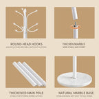 Metal Coat Rack Stand, Modern Freestanding Coat Rack with Natural Marble Base,White Coat Racks and Coat Hall Tree Hanger Stand with 12 Hooks for Entryway, Hallway, Office - Image 3