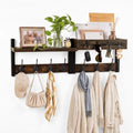 Wall Coat Rack with Shelf & Mail Organizer, Entryway Rustic Brown by LIONUNCLE