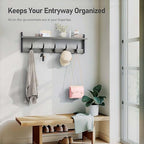 Tatub 29" Rustic Coat Rack Wall Mount with Shelf, Heavy Duty Wall Hooks with Shelf, Entryway Rustic Hat Rack Wall Coat Hangers for Living Room, Hallway, Kitchen - Image 4