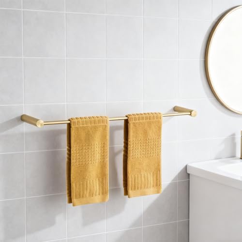 Towel Racks for Bathroom, NEWRAIN Wall Mounted Stainless Steel Organizer, Brushed Gold Rolled Towel Storage Wall-Mounted Bath Towel Holder for Folded Large Towel Washcloths - Image 6