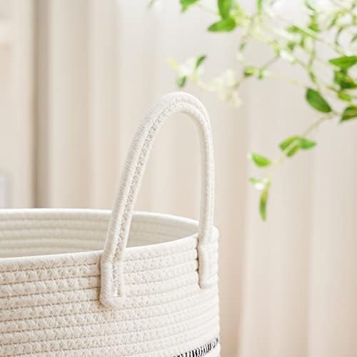 VIPOSCO 53L Tall Woven Laundry Basket Hamper, Stripe White - Image 3