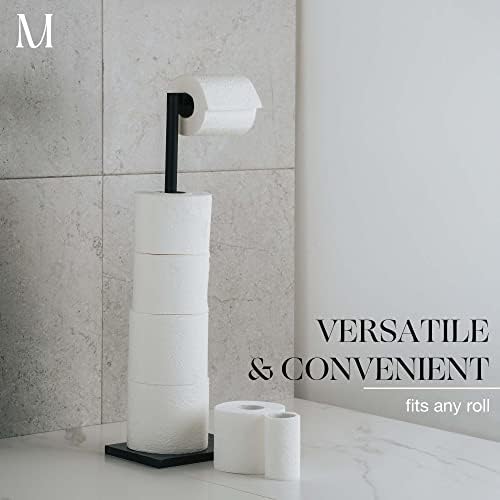 MARMOLUX ACC Free Standing Toilet Paper Holder Stand and Storage - 4 Jumbo Roll Bathroom Hardware Toilet Paper Stand - Stainless Steel Standing Toilet Paper Holder -Matte Black/Black Marble Base - Image 5