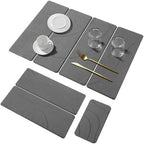Stone Dish Drying Mat for Kitchen Counter-Dark Gray Carved 24"×16" & 8"x4" by MAGKOTA