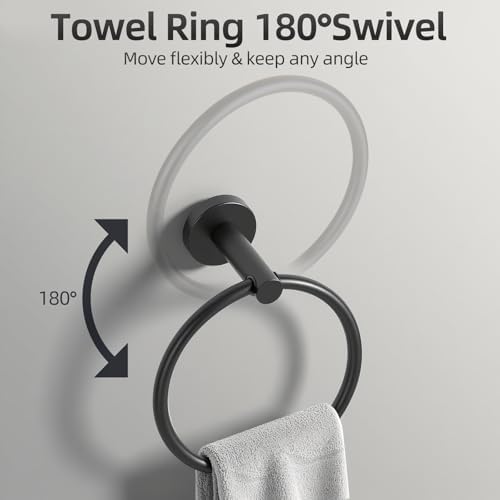 Matte Black Bathroom Hardware Accessories Towel Bar Set 5 Pieces - Image 7