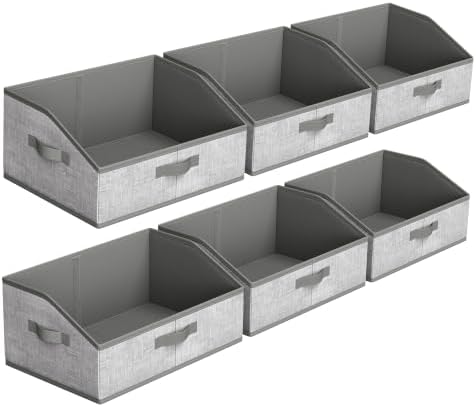 SONGMICS Storage Baskets, Set of 6, Foldable Closet Organizer for Shelves by SONGMICSbySONGMICSHOME