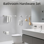 Brushed Nickel Bathroom Hardware Set 10 Pieces, Bathroom Towel Rack Holder Set Wall Mounted, SUS304 Stainless Steel Towel Bar Set - 16 Inch Towel Bar, Toilet Paper Holder, Towel Hooks, Towel Ring - Image 2