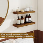 Dreamland Floating Shelves, 20Inch Rustic Wooden Wall Shelves for Bathroom|Bedroom|Kitchen, 2 Pack Deep Wall Mounted Book Shelf, Wood Storage Display Shelf for Home Decor, Rustic Brown - Image 4