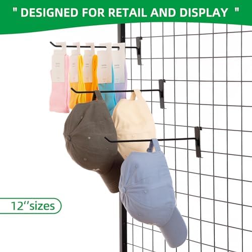 12 Inch Gridwall Hooks, Grid Panel Hanging Hooks for Retail, Home, and Workspace Organization, Displays, and Storage Solutions(40Pack,Black) - Image 4