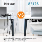 Under Desk Cable Management- 6 Pack Cord Organizer. Metal Wire Cable Management Tray for Office, Studio and Home. Super Sturdy Under Table Cable Managements - White Cable Organizer - Image 2