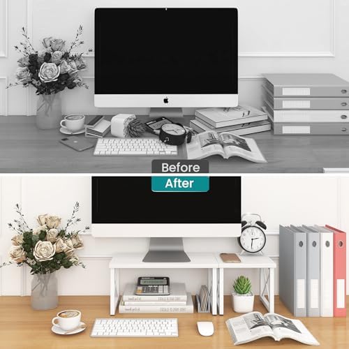 ELITEROO Wooden Desktop Shelf, Freestanding Small Bookshelf Organizers - Image 4