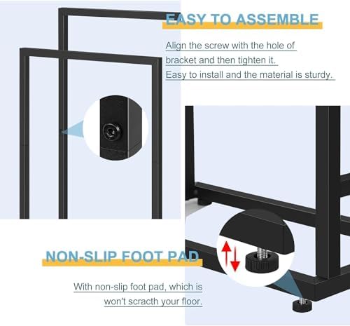 Towel Racks for Bathroom, 2 Tier Standing Stainless Steel Towel Racks Stand for Bathroom, Hand Towel Drying Rack Holder, Towel Bar Stand Blanket Rack, Black - Image 4