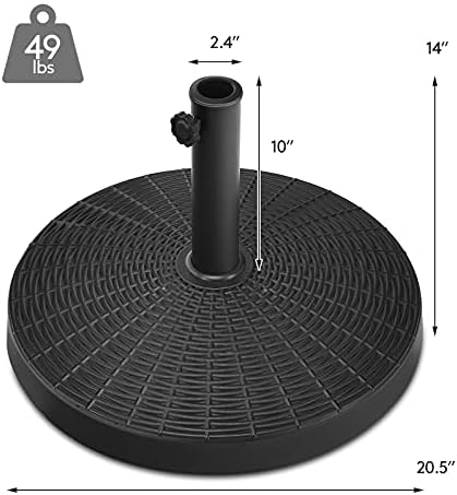 Tangkula 49 LBS Patio Umbrella Base, 20.5 Inch Outdoor Umbrella Stand W/Rattan Design, Adjustable Knob, Round Umbrella Holder for Backyard, Market Entrance, Poolside - Image 5
