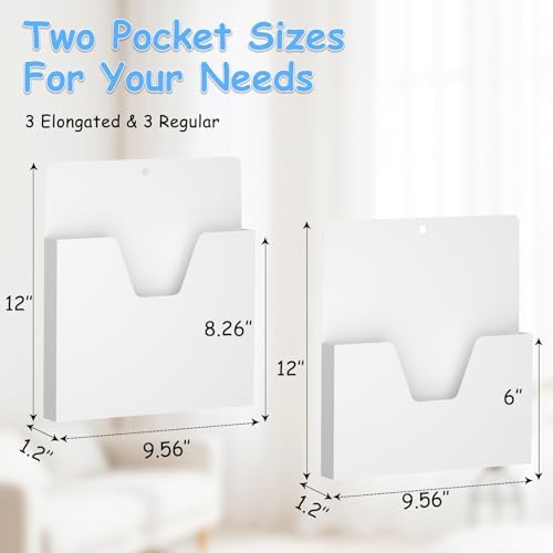 MFTEK Magnetic File Holder 6 Pockets Paper Holder, Hanging File Organizer Office Supplies Storage for Cabinets, Whiteboard, Magnetic Mail Letter Folder for Refrigerator (Classic White) - Image 3