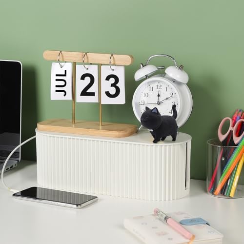 Cable Management Box Large Cable Organizer Box for Power Strips, Surge Protectors, Chargers, Adapters, TV Computer Wires Cable Hider Organizer Box with Cable Ties，Wire Ties - Green - Image 5