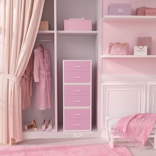 BOLUO Stackable Closet Drawers for Clothes Organizers and Storage Fabric Pink 2 Drawer Dresser for Bedroom 2 Packs Modern Small - Image 7
