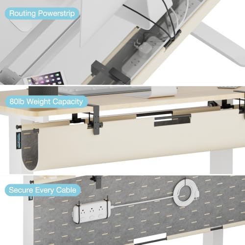 No Drill Under Desk Cable Management Tray, 30" Felt Cord Organizer - Image 4