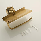 Wall Mounted Bathroom Toilet Paper Holder with Storage,Roll Tissue Holder Antique Brass Pattern Carving,Brushed Bronze - Image 7