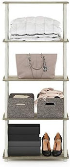 Furinno Turn-N-Tube 5-Tier Multipurpose Shelf / Display Rack / Storage Shelf / Bookshelf, Classic Tubes, Sonoma Oak/White - Image 6