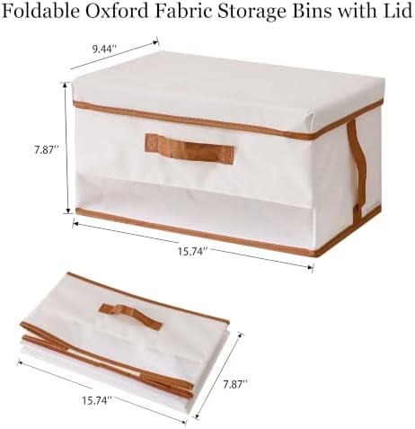 Large Fabric Storage Bins with Lid for Closet and Shelves, 4 Pack - Image 2