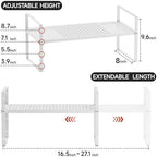Expandable Cabinet Shelf Organizers, 16.5"~27''L, White - Image 2