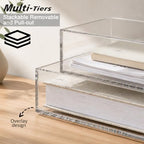 Clear Acrylic Desk Organizer with Pencil Holder – Paper Tray Office Storage - Image 4