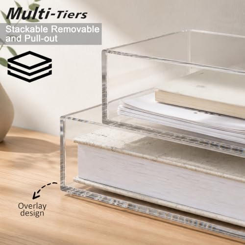 Clear Acrylic Desk Organizer with Pencil Holder – Paper Tray Office Storage - Image 4