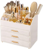 Lolalet 4-Layer PU Leather Makeup Organizer for Cosmetic Vanity -Beige by Lolalet