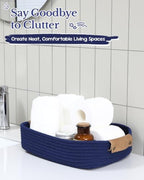 Sea Team Nesting Rectangular Woven Cotton Rope Storage Basket, 3-Pack - Image 5
