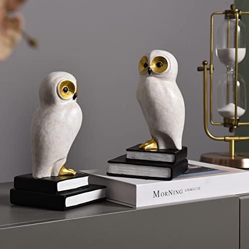 Book Ends for Shelves, Owl Decorative Bookends Bronze Bird Book Stopper Unique Kids Book Holders with Anti-Slip Base Luxurious Bookends for Kids Rooms Office Home Decor(White) - Image 6